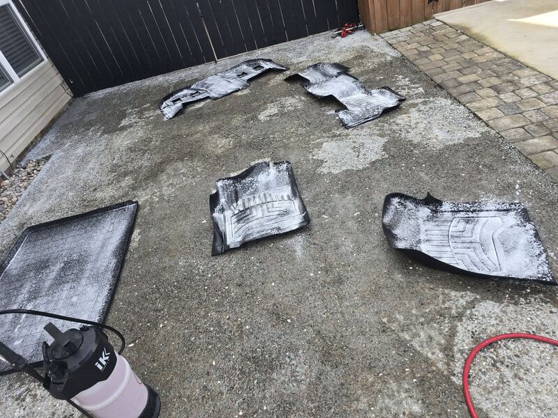 Floor mats washed separately, not just vacuumed