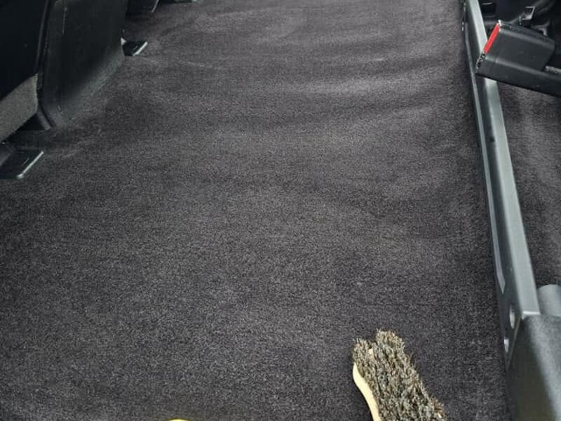 Truck carpet agitated and extracted